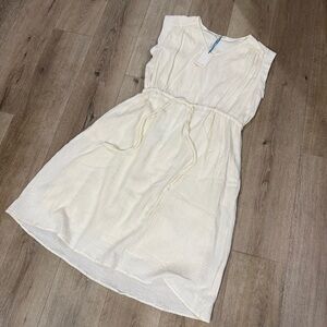 Light Cream Sleeveless Tie-Waist Summer Dress